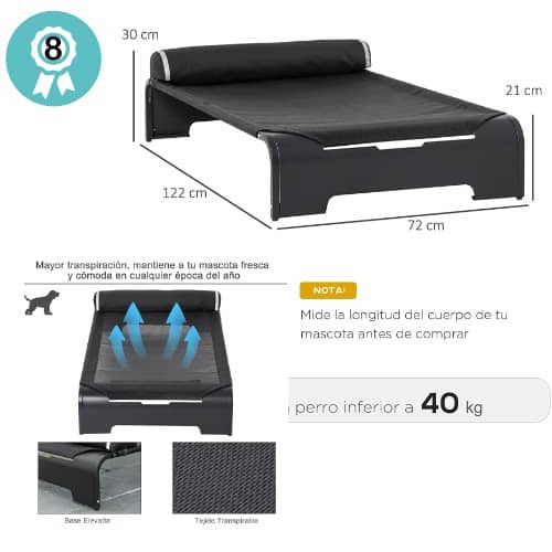 cama elevada tumbona para perros