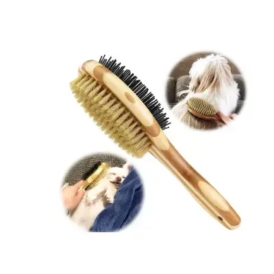 kito lee Cepillo dual para perros y cachorros de pelo largo y corto