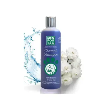 menforsan champoo para perros pelo blanco