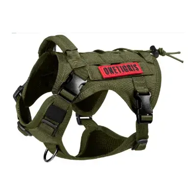 OneTigris Arnés táctico de nailon para perros con 1 asa 2 anillas