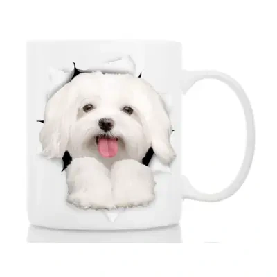 Regalos Originales para Maltés Lovers 11 Winston & Bear Taza de cerámica con imágen perro Maltese