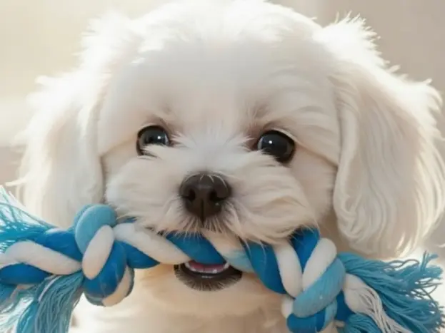 perro bichon maltes toy pelo corto blanco