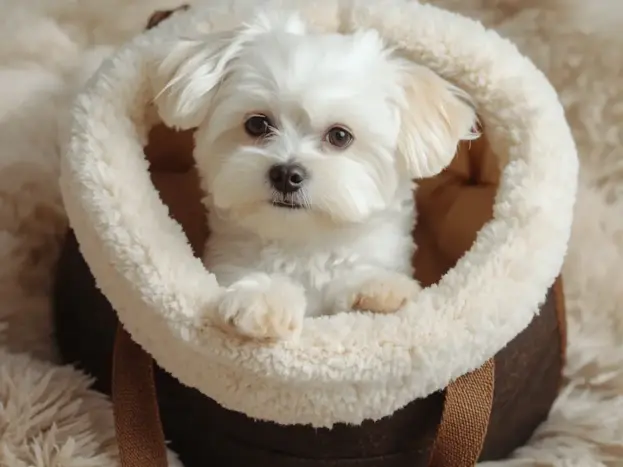 foto bichon maltes toy en bolso