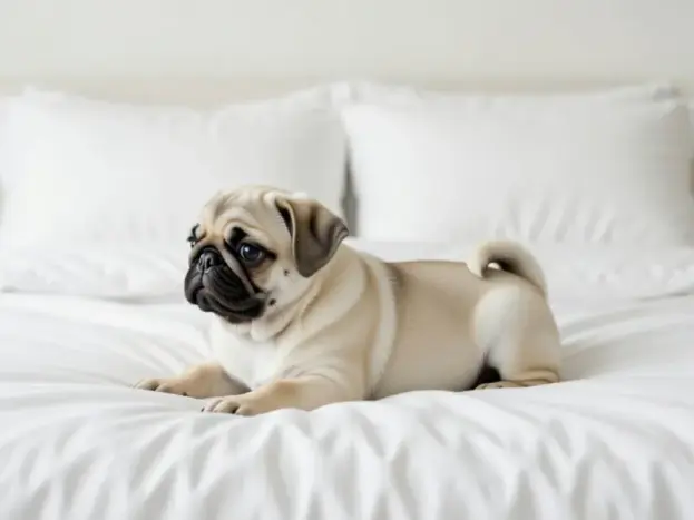 perro pug carlino blanco